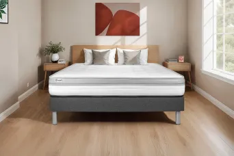 Ensemble Matelas Sommier 140x190 cm - Sommier Gris (en kit) - Vital Relax