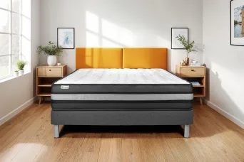 Ensemble Matelas Sommier 160x220 cm - Sommier Gris (en kit) - Vital Power Zen