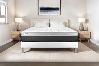 Ensemble Matelas Sommier 135x190 cm - Sommier Blanc (en kit) - Vital Soft