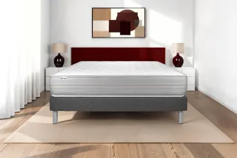 Ensemble Matelas Sommier 160x200 cm - Sommier Gris (déjà monté) - Vitalmemo
