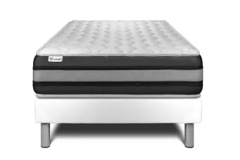Ensemble Matelas Sommier 90x190 cm - Sommier Blanc (déjà monté) - Vitalspring Zen