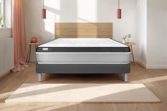 Ensemble Matelas Sommier 140x200 cm - Sommier Gris (en kit) - Vital Ergo