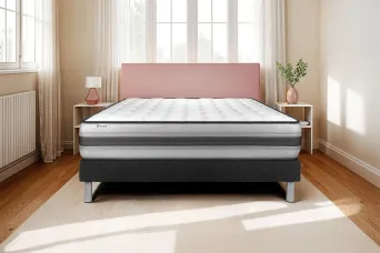 Ensemble Matelas Sommier 150x190 cm - Sommier Noir (en kit) - Vitalpower Recover