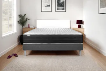 Ensemble Matelas Sommier 180x200 cm - Sommier Gris (en kit) - Vitalmemo One