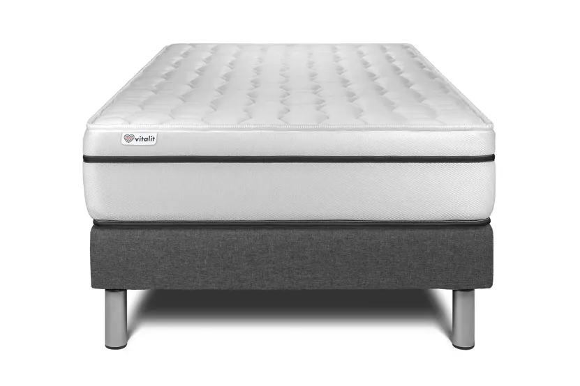 Ensemble Matelas Sommier 120x190 cm - Sommier Gris (en kit) - Vital Spa