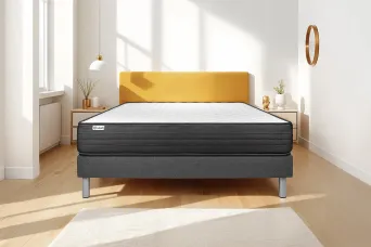 Ensemble Matelas Sommier 150x200 cm - Sommier Gris (en kit) - Vitalpower