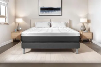 Ensemble Matelas Sommier 130x200 cm - Sommier Gris (en kit) - Vital Soft