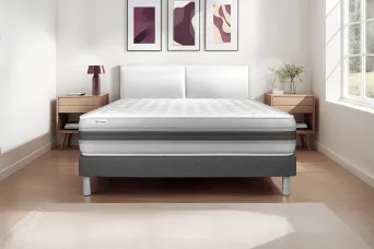 Ensemble Matelas Sommier 150x200 cm - Sommier Gris (en kit) - Vitalmemo Back