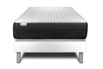 Ensemble Matelas Sommier 90x200 cm - Sommier Blanc (déjà monté) - Vitalspring