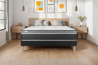 Ensemble Matelas Sommier 160x220 cm - Sommier Noir (en kit) - Vital Care